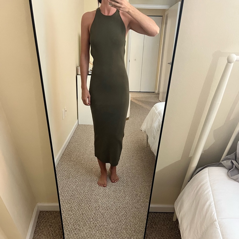 Zara Army Green Bodycon Dress